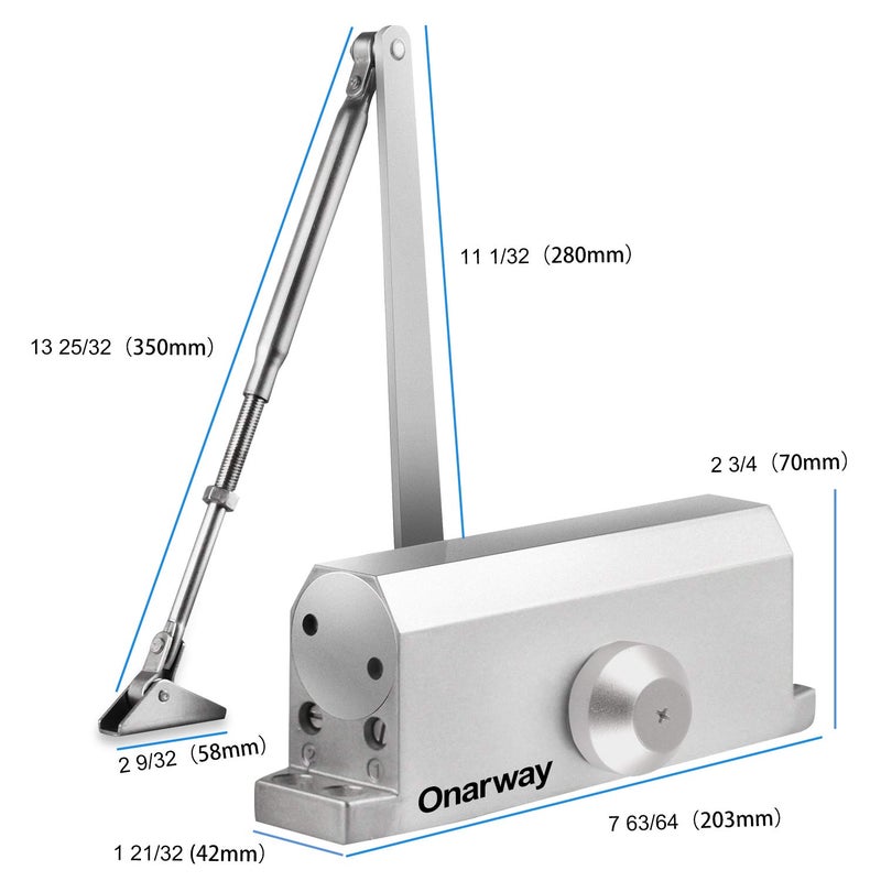 Onarway Door Closer Adjustable Automatic Size 4 Spring Hydraulic for Home & Commercial Use, for 65-85kg Weight Door, Applies Regular, Top Jamb or Parallel Installation - Image 4